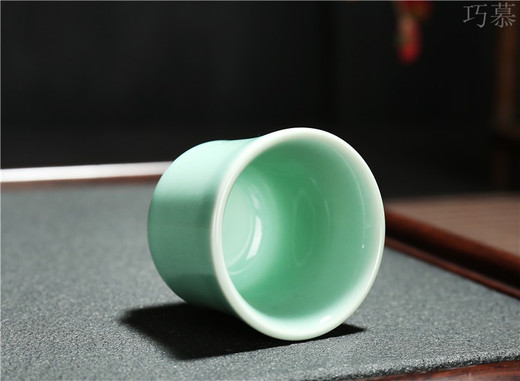 Qiao mu 1 two wine cup Chinese ceramic small single cup liquor cup traditional household KaiKouBei celadon noggin