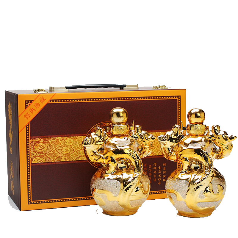 Qiao mu modern placer gold ceramic grinding gourd bottle ssangyong auspicious 1 catty 5 jins of 10 jins sealed empty jars hip flask