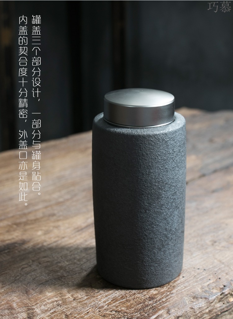 Qiao mu sealed tin lid ceramic pu 'er tea pot put POTS coarse pottery warehouse storage tanks with retro tea by hand