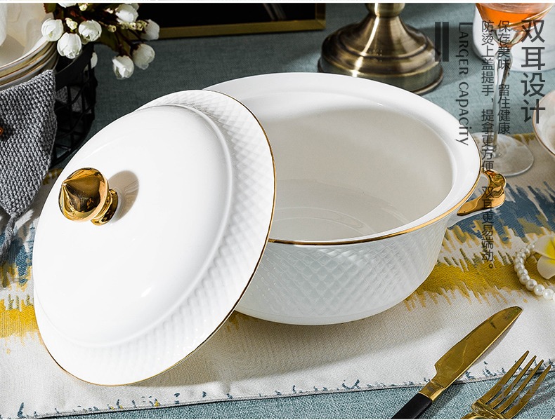 Qiao mu jingdezhen European dishes suit household ipads China dinner set bowl chopsticks ceramics plate combination of Chinese style