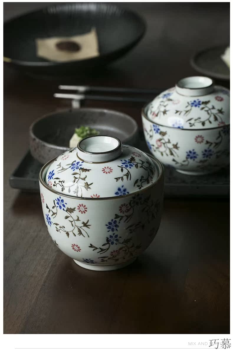 Qiao mu creative ceramics with cover a small bowl of household stew restaurant dessert cup steaming rice bowls stewed bird 's nest egg bowl of porridge