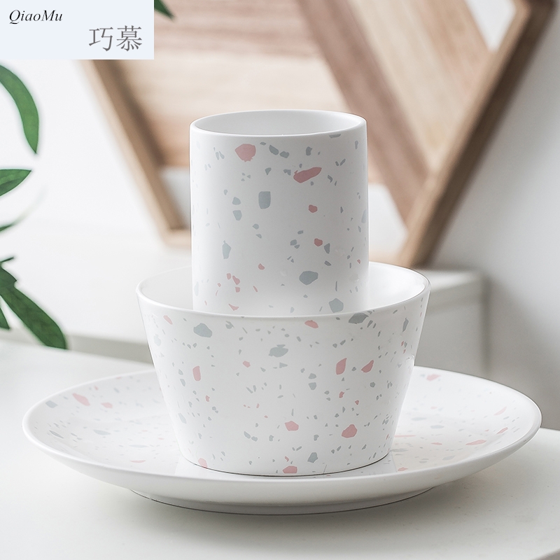 Qiam qiao mu Nordic ceramic tableware suit dishes home dish dish dish creativity network HongCan dish dinner plate