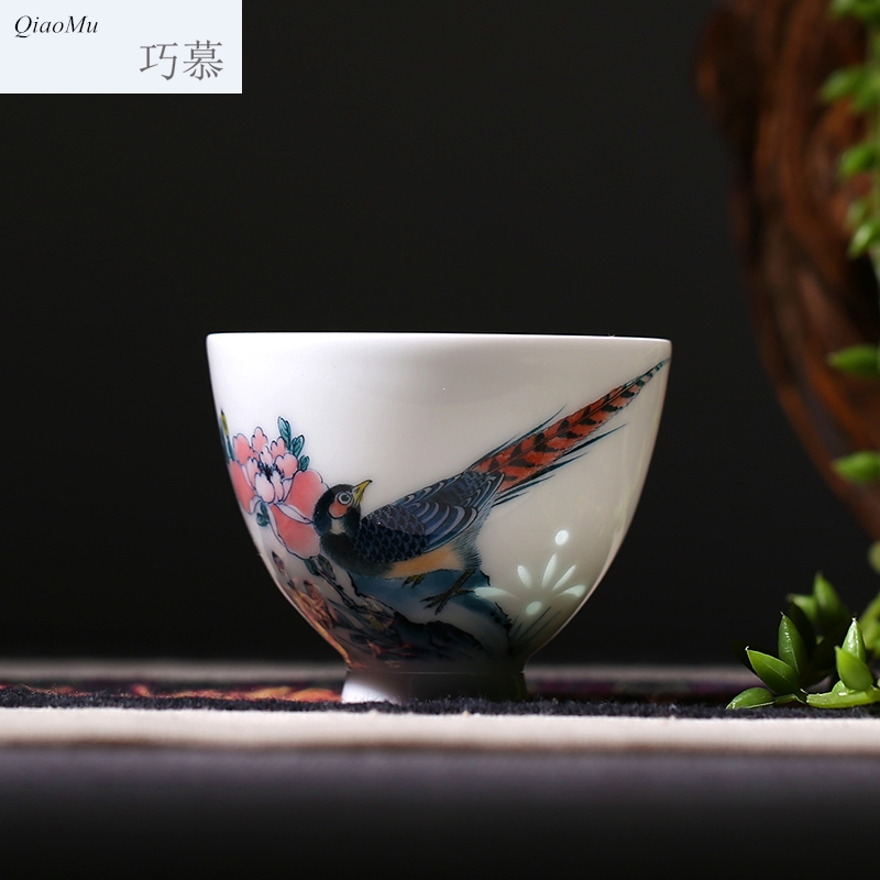 Qiao mu hand - made pastel sample tea cup jingdezhen ceramic cups beautiful celadon red kung fu tea cups of tea