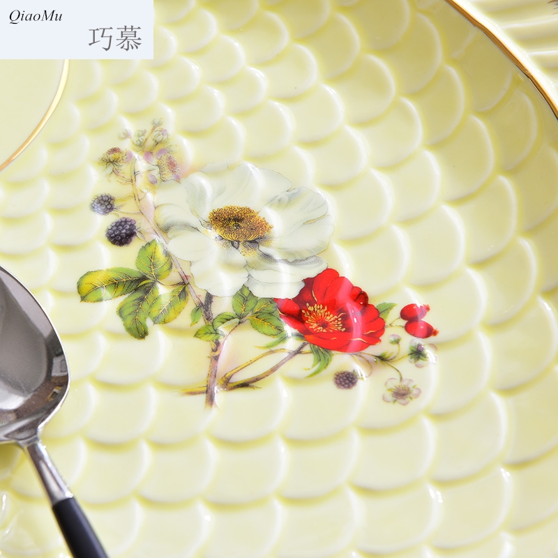 Qiao mu European golden fish plate ceramic household creative move more wedding special characteristics of the roast
