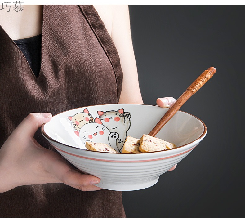 Qiao mu jingdezhen ceramic bowl home eat large bowl contracted lovely rainbow such as bowl bowl creative hand - made use of Japanese