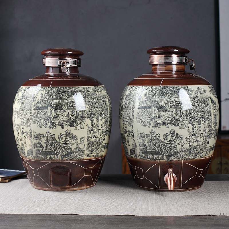 Qiao for restoring ancient ways of jingdezhen ceramic bottle wine jar expressions using seal the yellow crane tower it 20 jins 30 pounds looking