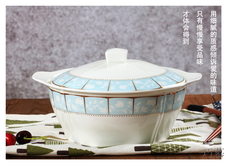 Qiao mu jingdezhen ceramic pot with cover household rice basin lead - free ipads porcelain square pot can be 9 inches large soup bowl