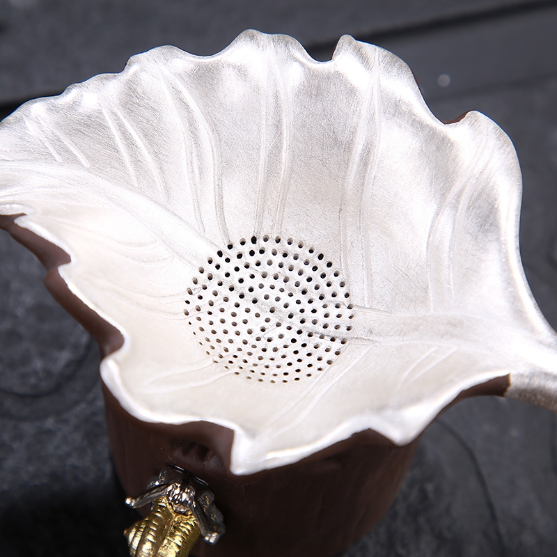 Qiao mu purple sand filter manually coppering. As silver screen pack q: creative emblema kung fu tea tea residue