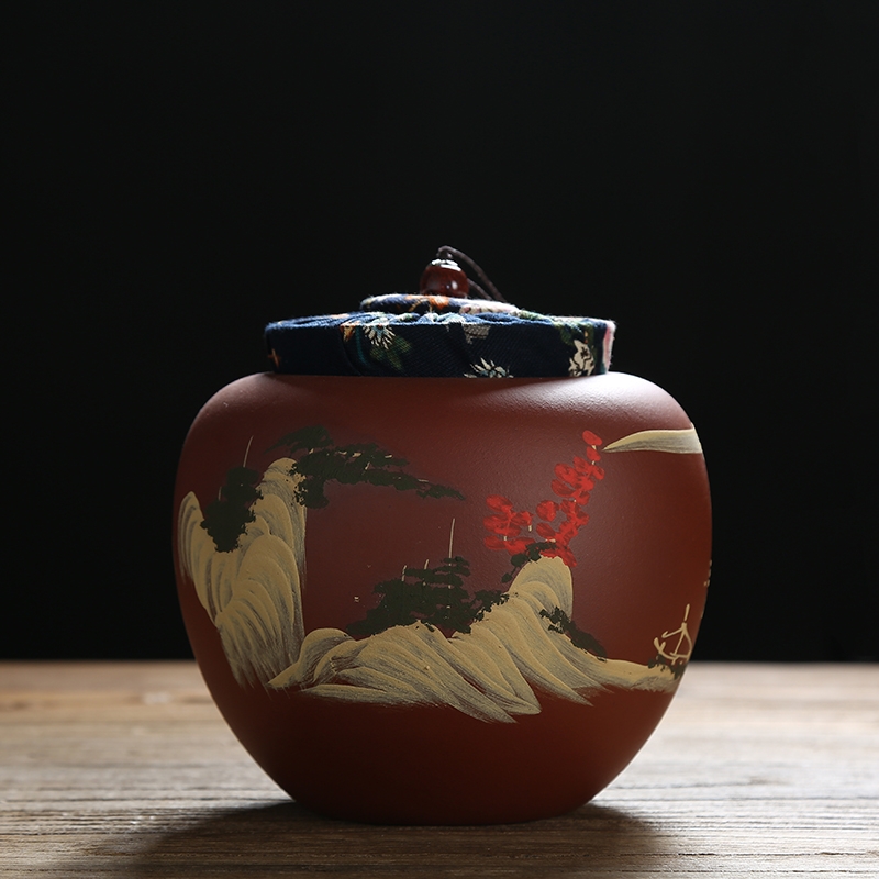 Qiao mu JS violet arenaceous caddy fixings yixing ceramic seal tank puer tea box of large size and receives the manual storage tanks