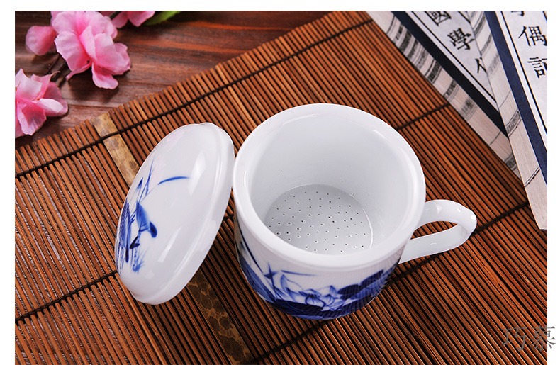 Qiao mu CMK jingdezhen pure hand - made ceramic cups with cover filter glass cup and ms office cup