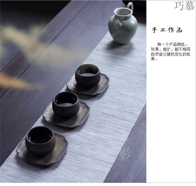 Longed for coarse pottery cup mat gold by hand to restore ancient ways opportunely circular cup as antiskid insulated pad kung fu tea accessories