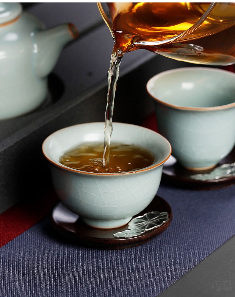 Qiao mu PMZ your up kung fu tea cup day cyan slicing ceramics single pure manual you can raise individual cup