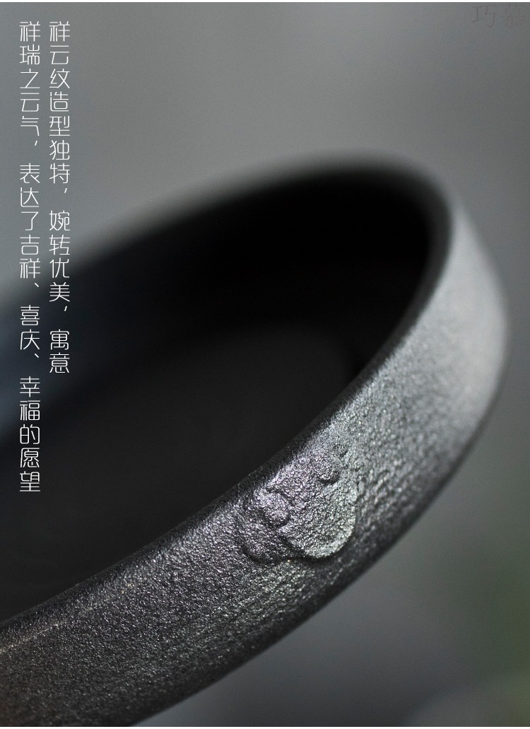 Qiao mu black ceramic POTS bearing Japanese dry machine ceramic pot of restoring ancient ways round the teapot base hand tea taking with zero