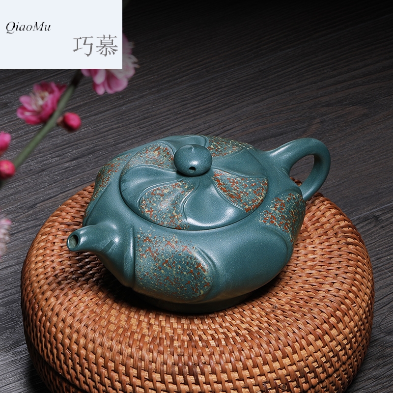 Qiao mu HM 【 】 famous yixing it pure manual undressed ore green dot color eight side of the republic of China and exquisite teapot tea