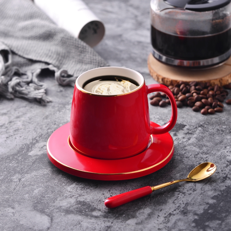 Qiao mu European ceramic coffee cup set ideas with supporting office with a spoon, keller household glass cup