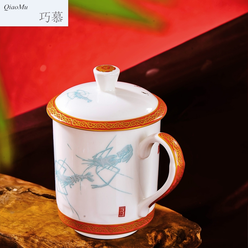 Qiao mu jingdezhen gifts large office with cover ceramic cups cup for cup with a gift box packaging