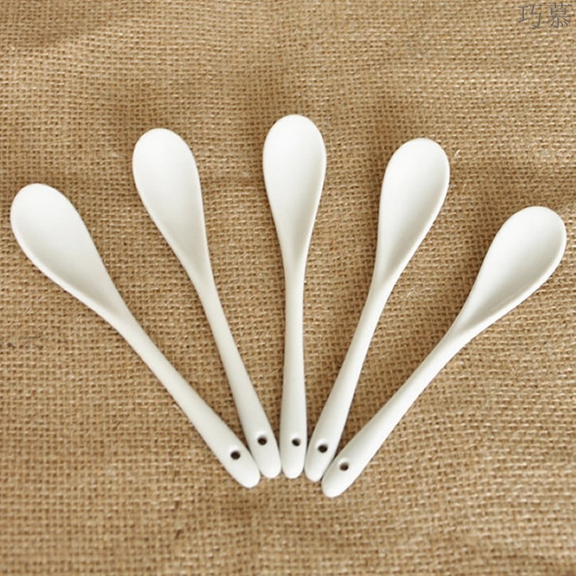 Qiao mu ceramic spoon coffee spoon baby spoon, spoon, 2 - rows spoons condiment spoon ladle children