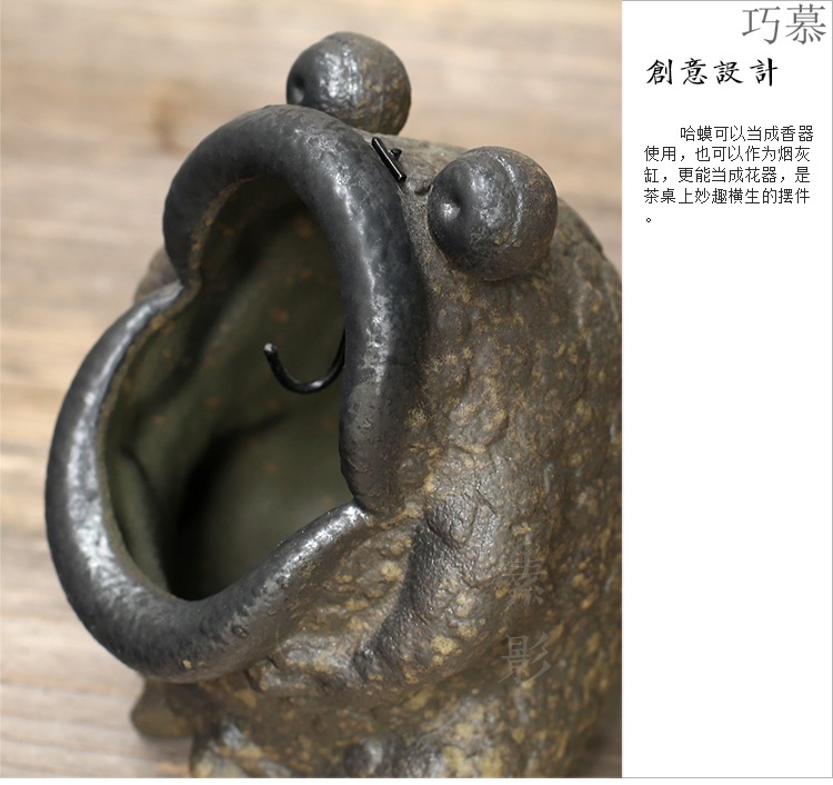 Qiao mu coarse pottery ashtray ceramic frog censer is of primitive simplicity is the tea taking furnishing articles manually furnace present sweet tea pet