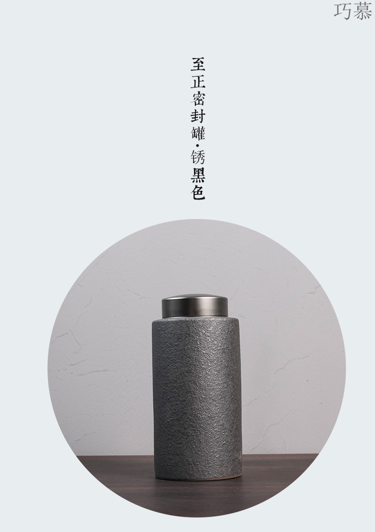 Qiao mu sealed tin lid ceramic pu 'er tea pot put POTS coarse pottery warehouse storage tanks with retro tea by hand