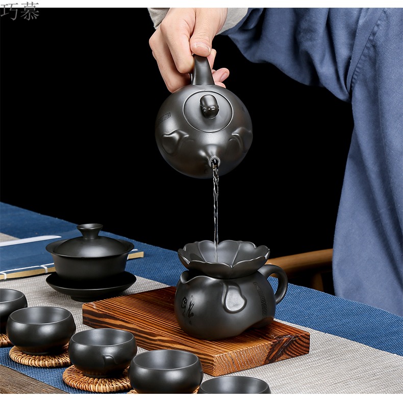 Qiao longed for home office undressed ore dark violet arenaceous mud manual kung fu tea set ceramic teapot tea tea pot