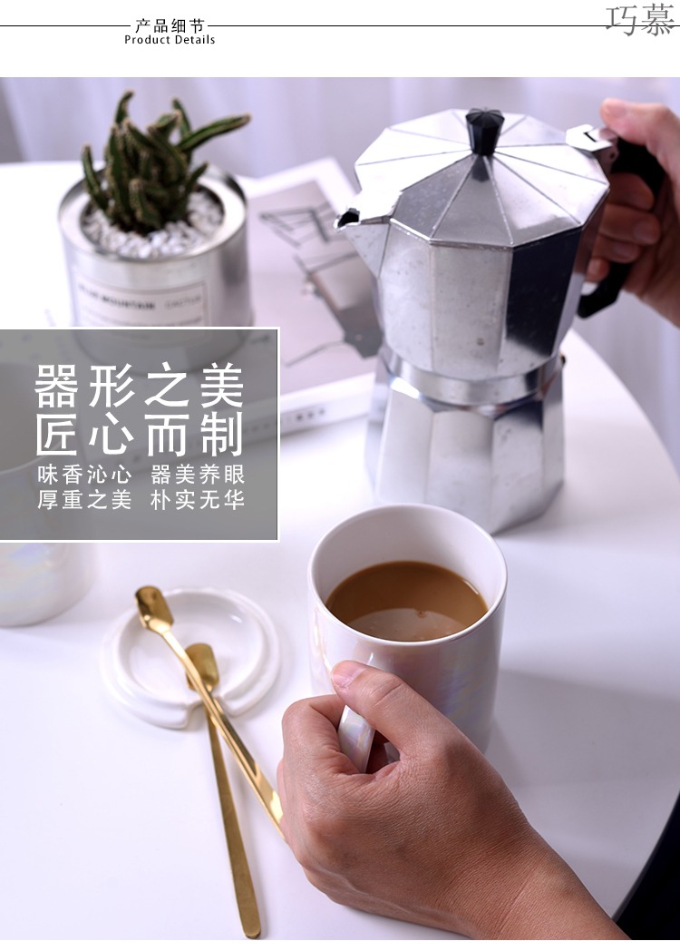 Qiao mu creative ceramic cups with cover spoon keller Nordic breakfast cup of household glass office coffee cup