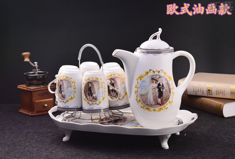 Qiao mu sitting room cool cold water bottle with water in a cup suit ceramic household six European tea set has a complete set of water