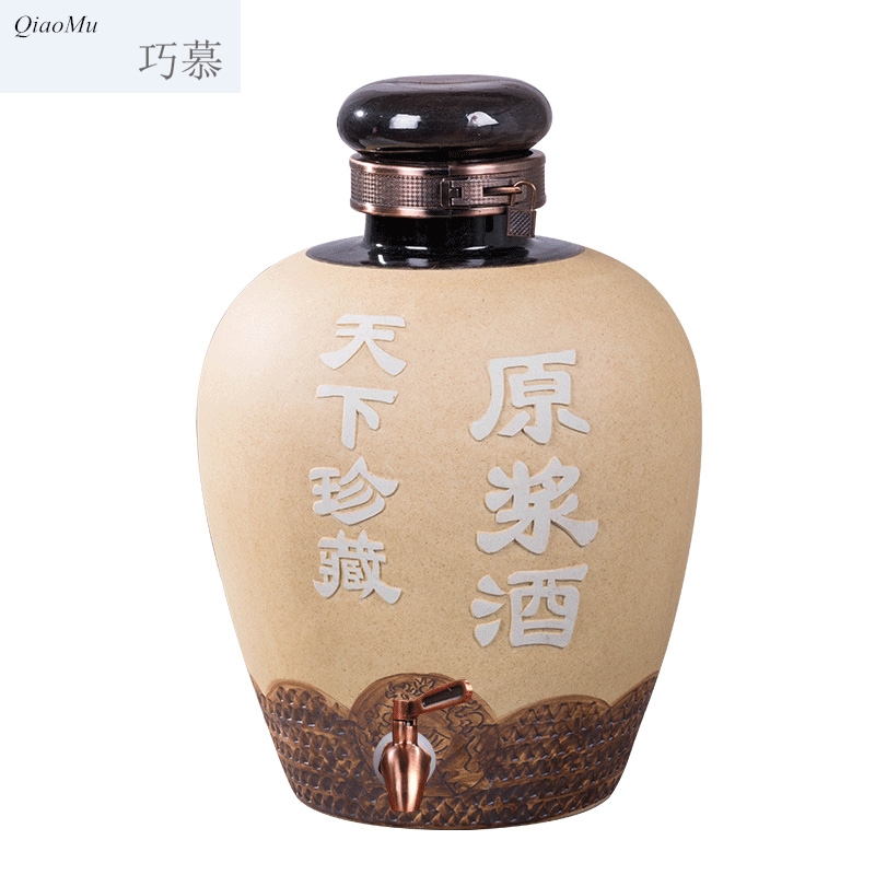 Qiao mu ceramic jars home with cover with leading 20 jins 30 jins of 50 kg wine pot of vintage collection jars