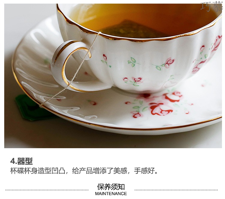 Qiao mu LH rose garden ceramic coffee cups and saucers suit, lovely rural wind rose floral red tea cups