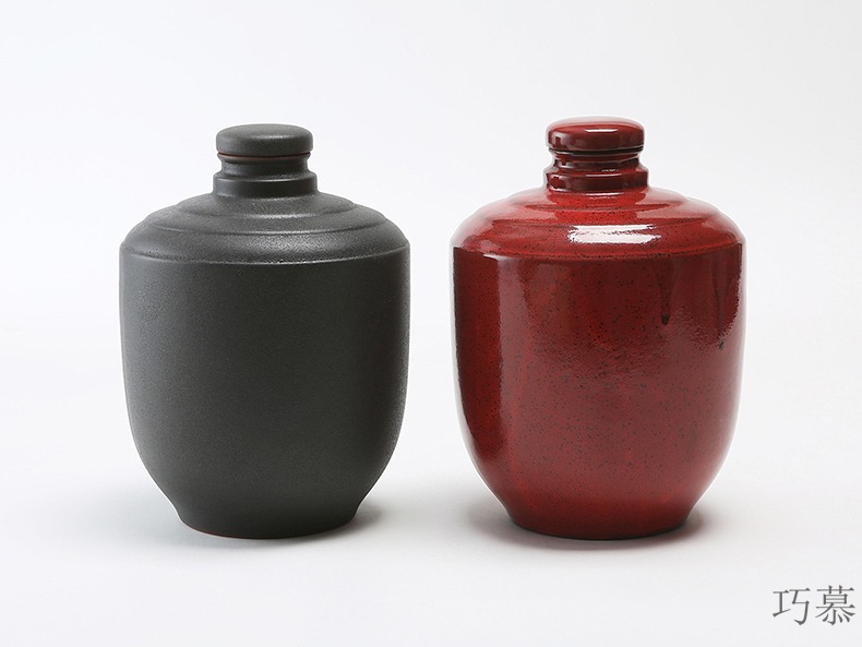 Qiao mu bales mail yixing earthenware jars 5 jins of retro home brew pot liquor pot cylinder ceramic empty bottles