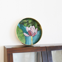 There Nordic Lotus brass tray stained glass ornaments DIY material package home gift group building activities