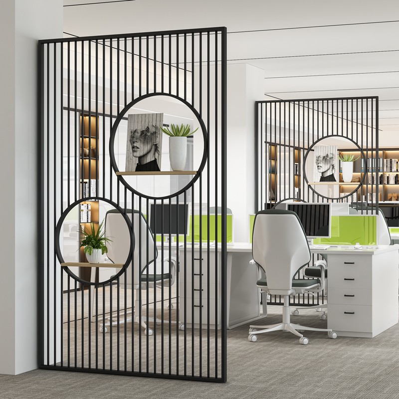 Iron screen industrial wind net red office bar dining room restaurant green plants modern partition hollow decorative wall