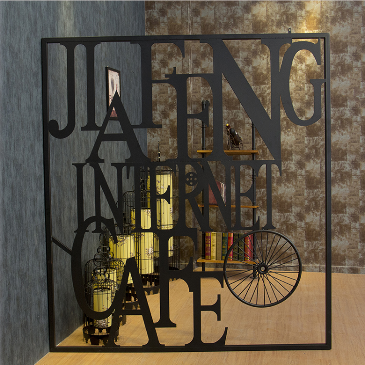 Bar screen partition living room cafe porch partition wrought iron English alphabet store window decoration rack customization
