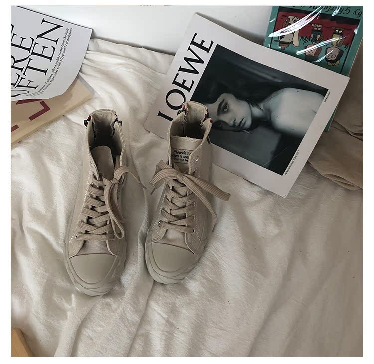 Giày vải cao cấp Hàn Quốc ulzzang sinh viên thủy triều retro cảng gió chic chic Giày hoang dã Harajuku giầy lining nữ