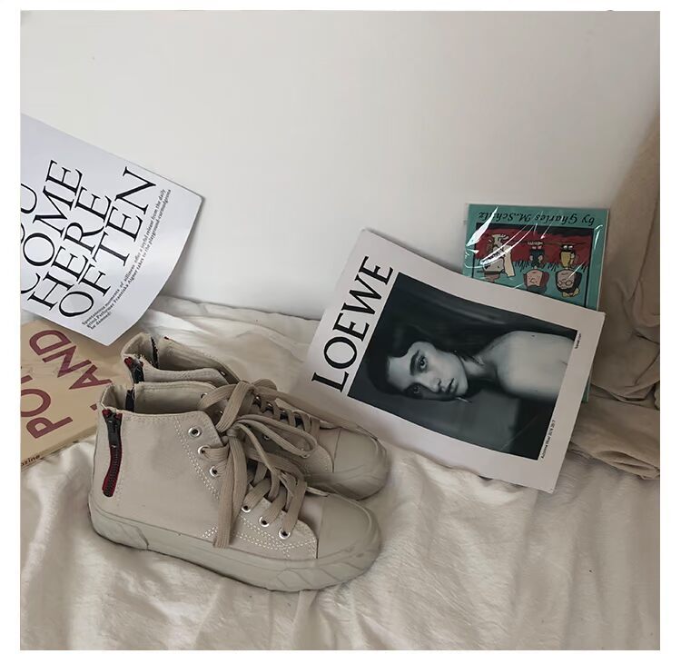 Giày vải cao cấp Hàn Quốc ulzzang sinh viên thủy triều retro cảng gió chic chic Giày hoang dã Harajuku giầy lining nữ