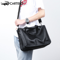 Cardi Music Crocodile New Business Casual Mens Handbag Genuine Leather Abrasion Resistant Large Capacity Diagonal Satchel
