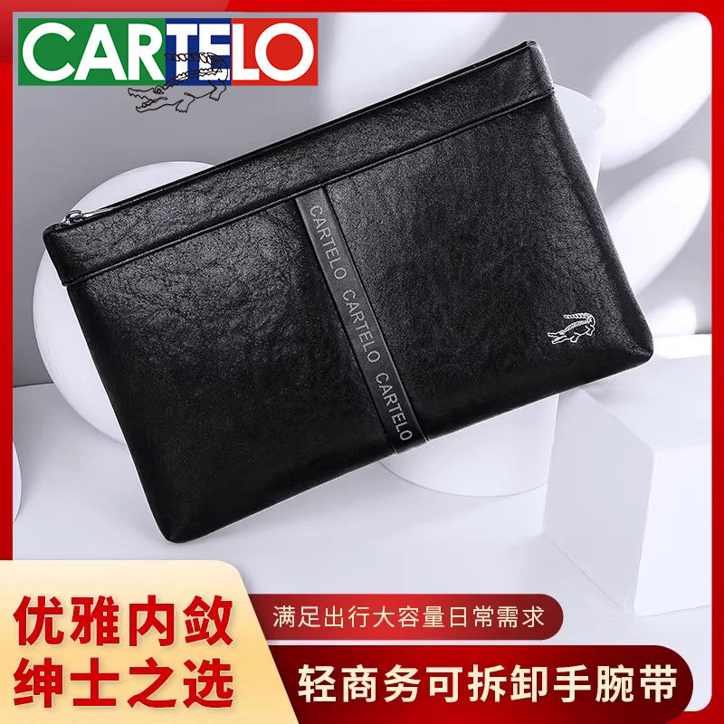 Carcodile Crocodile Men's Hand Grab Bag Large Capacity New Hand Grip Bag Youth Fashion Casual With Wristband Letter Enveloping-Taobao