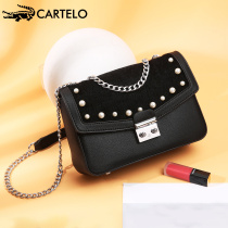 Caravan Alligator Lady Single Shoulder Bag Fashion Trim Pearl O Character Chain Small Square Bag Trend 100 Hitch Satchel Bag