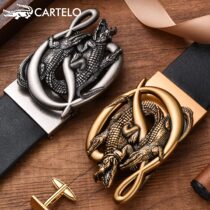 Carcodile Crocodile Leather Strap Male Pure Head Layer Cow Leather Automatic Buckle Belt Retro Fashion Sienese Avocado Relief Pants With Tide