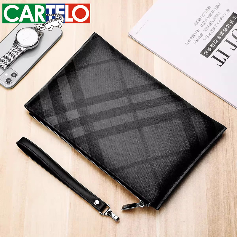 Cardi Music Crocodile 2020 New Men's Handbags Thin handbags Envelopes Business Casual Clips Hand Carry Bag-Taobao