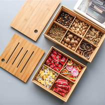 Wooden dried fruit plate with lid melon fruit plate modern living room household Japanese solid wood sealed nut storage box