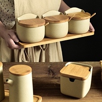 Japanese clamshell ceramic seasoning jar Nordic Grove tableware set kitchen household light luxury seasoning cans three-piece set
