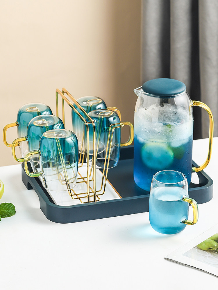 Cloud stone glass kettle resistant high temperature household 1500ml cold kettle thicker and luxurious cup suit