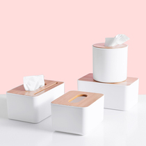 Nordic tissue box living room bedroom napkin paper box creative wooden cover remote control storage box toilet roll paper tube