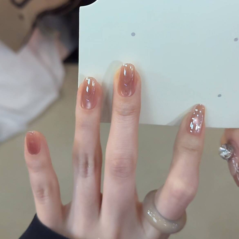 【Yingyu】Aurora Champagne Pink Nude Color Light-Tracking Cat Eye Simple High-End Exquisite Handmade Wearable Nails Fake Nails 【Yingyu】Aurora Champagne Pink Nude Color Light-Tracking Cat Eye Simple High-End Exquisite Handmade Wearable Nails Fake Nails