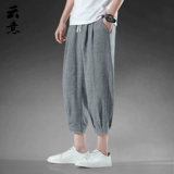 Мужские тонкие шелковые спортивные штаны, из хлопка и льна