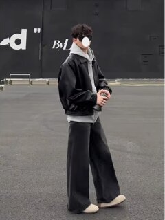 Cleanfit shoulder leather jacket men's spring and autumn high-end handsome korean style wear motorcycle jacket