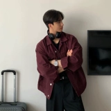 Мужская бордовая джинсовая демисезонная короткая трендовая куртка для отдыха, осенняя, в корейском стиле, изысканный стиль