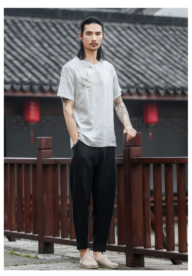 Trung quốc phong cách quần linen nam lỏng kích thước lớn quần âu quần chân rộng harem mùa hè phần mỏng cotton thoáng khí và linen quần dài quan ao nam