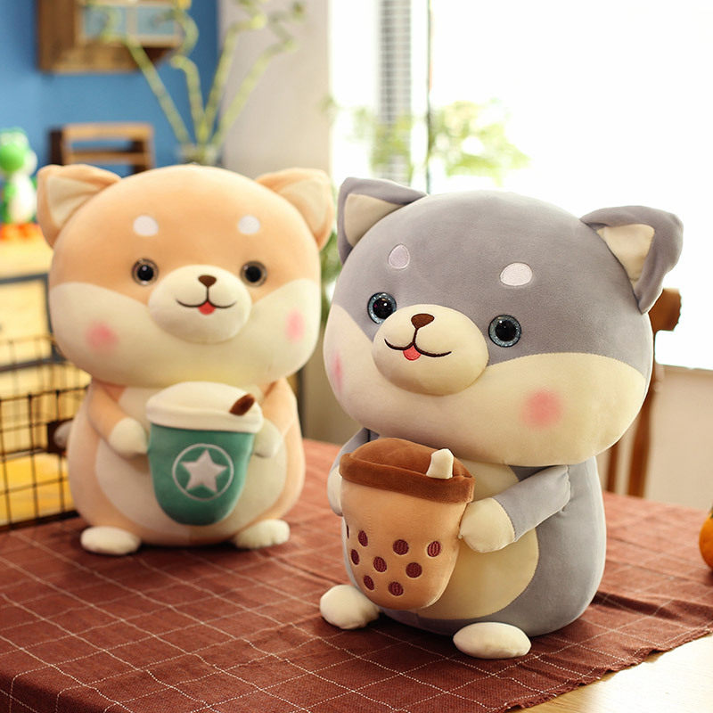 New Akita Inu Plush Toy Doll Cute Large Shiba Inu Children Sleeping Hug Pillow Milk Tea Cup Doll