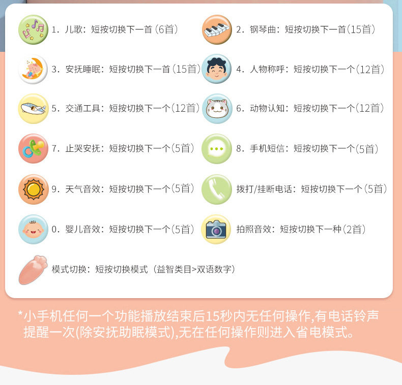 Детский музыкальный телефон 婴儿智能早教儿童卡通萝卜仿真手机可咬音乐故事电话机益智玩具 CARTELO